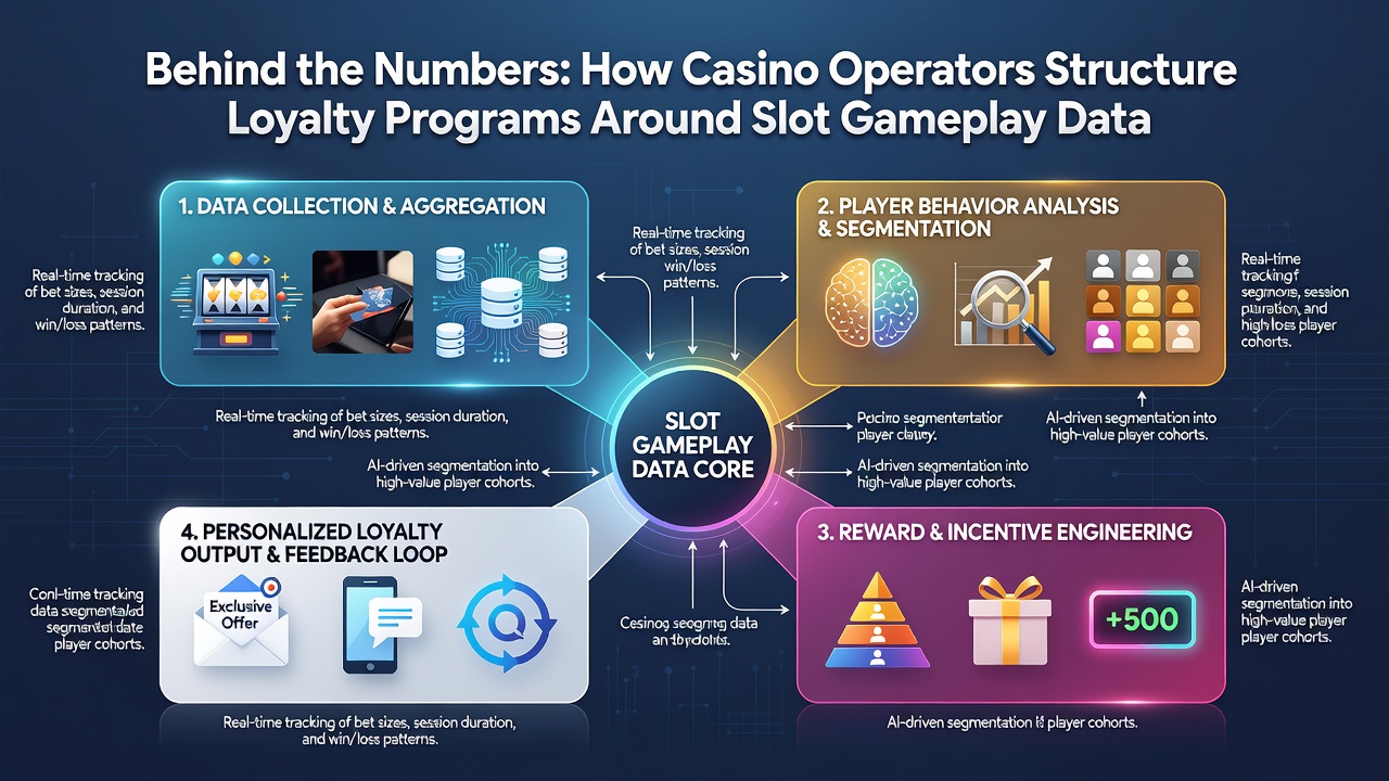 Analytics dashboard displaying slot gameplay metrics and loyalty tier progression