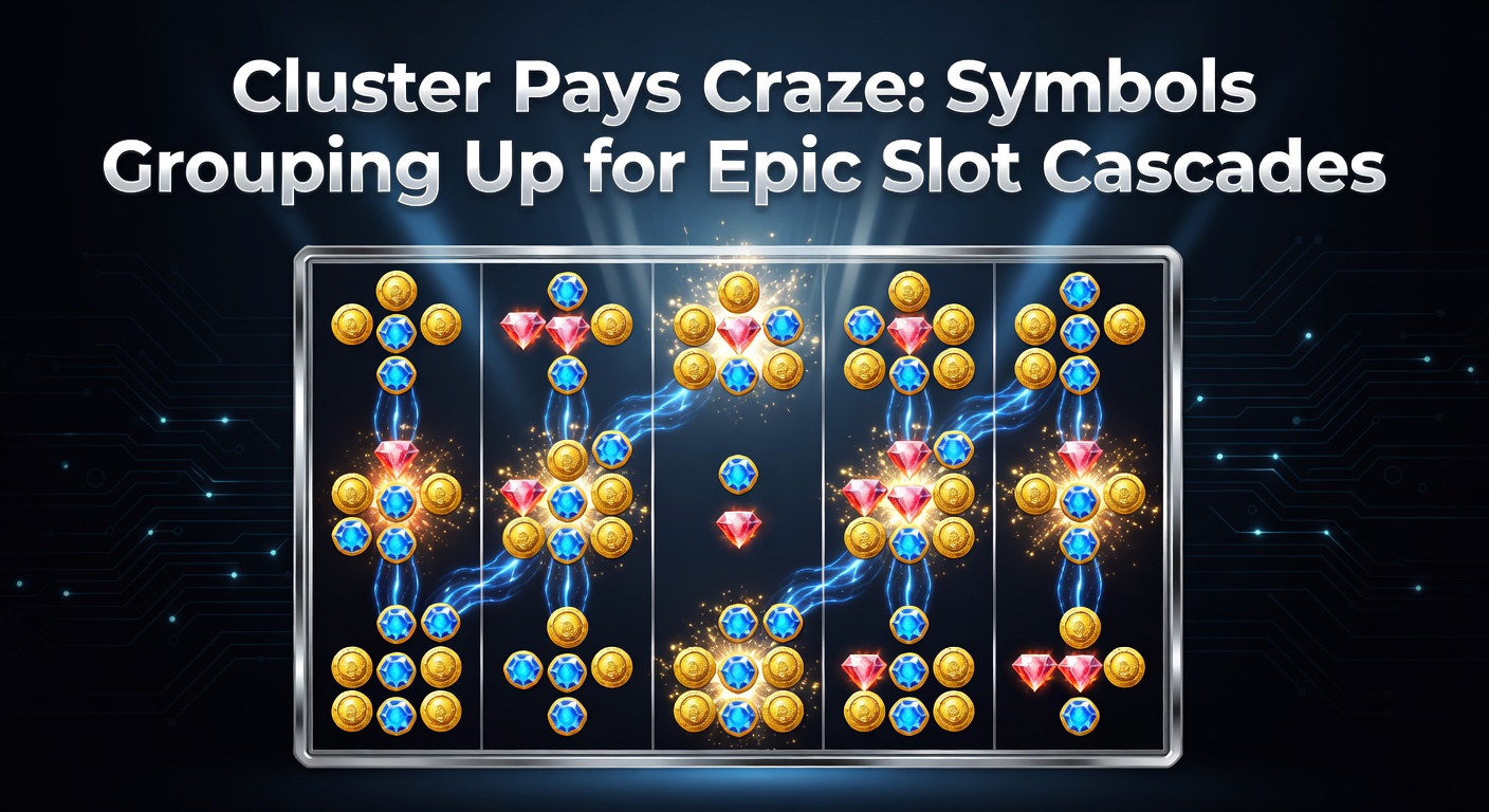Vibrant slot screen displaying clusters of colorful symbols triggering a massive cascade win, with exploding animations and falling new symbols