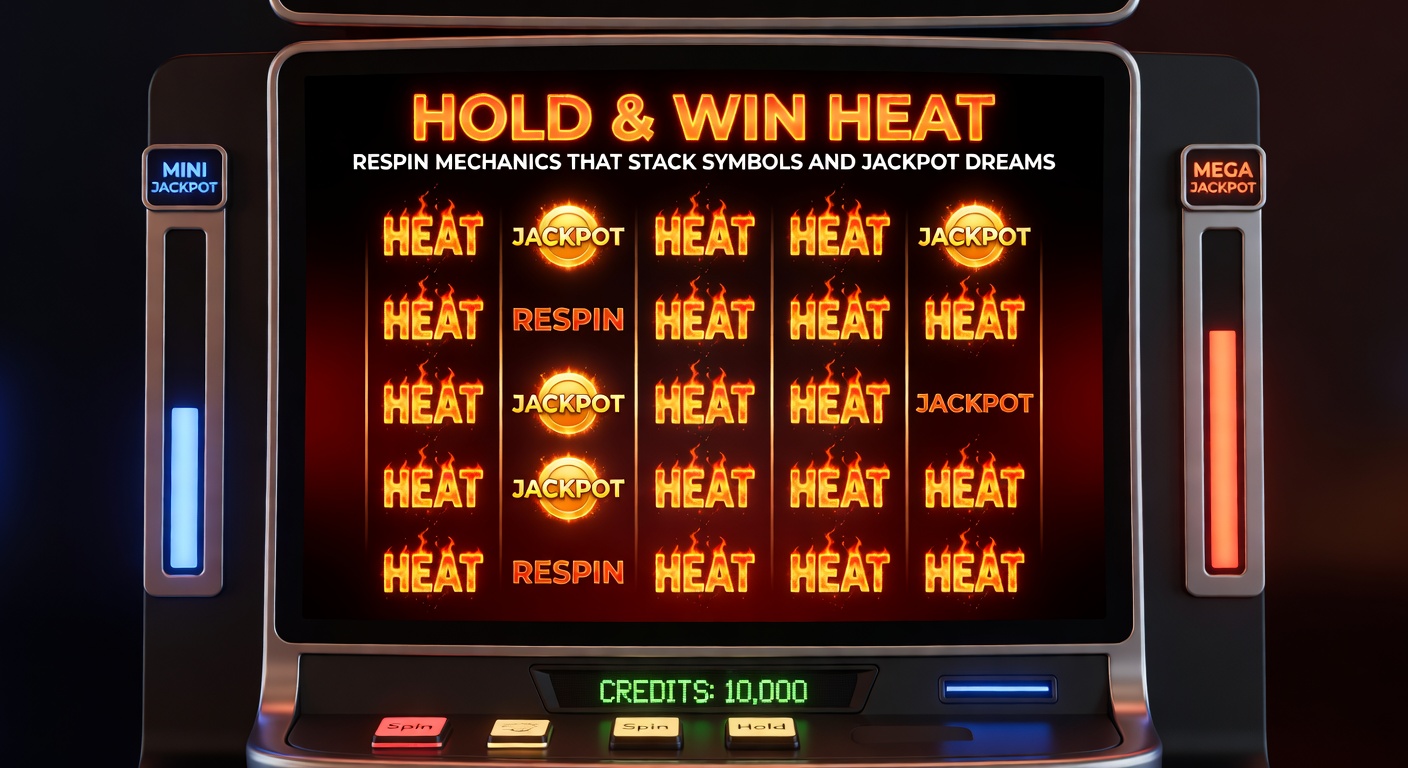 Vibrant slot screen showing stacked Hold & Win symbols igniting with heat effects and jackpot meters building tension