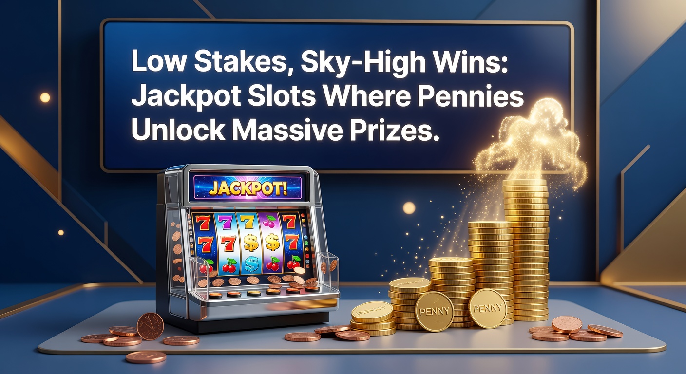 Vibrant slot machine reels spinning with jackpot symbols and penny bet displays lighting up in neon glows