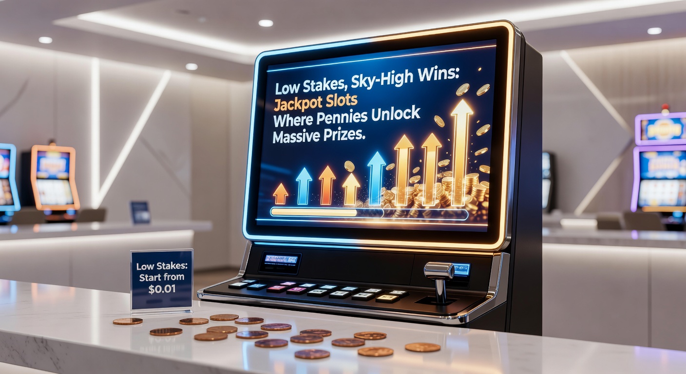 Close-up of a jackpot slot screen showing a massive progressive prize ticking upward next to a low-stake bet button glowing invitingly