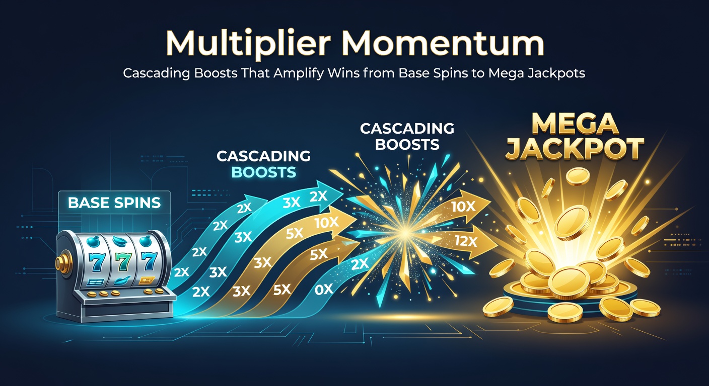 Animated slot screen capturing a massive multiplier cascade sequence leading to a jackpot explosion with coins raining down