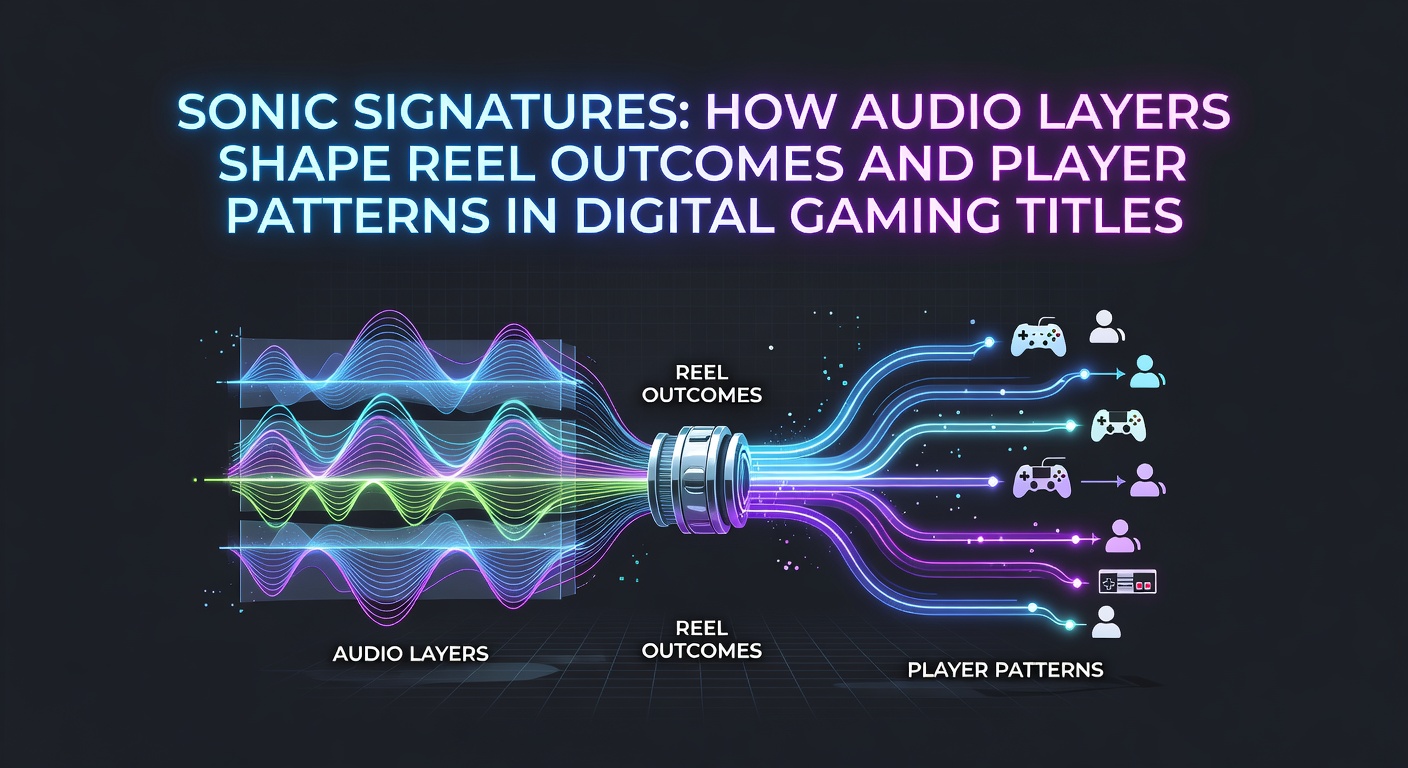 Close-up view of digital slot interface with layered audio waveform visuals overlaying spinning reels