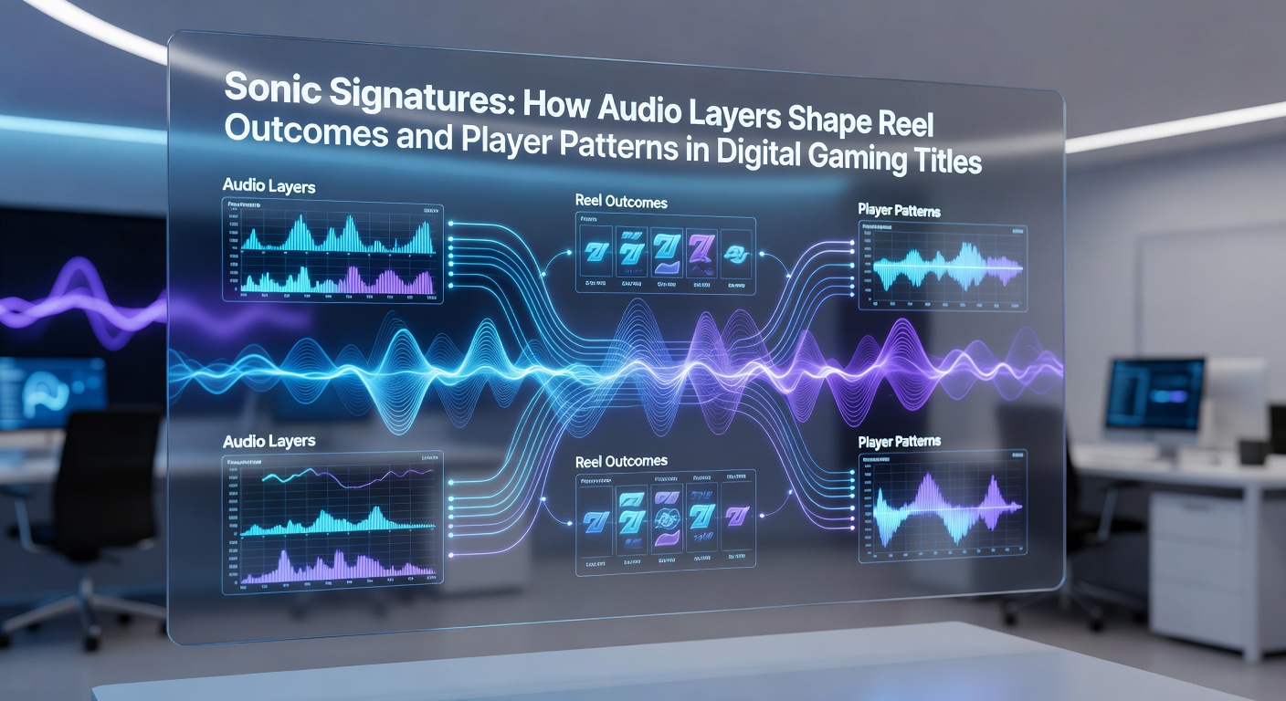 Player engagement metrics displayed alongside animated slot reels and audio spectrum graphs