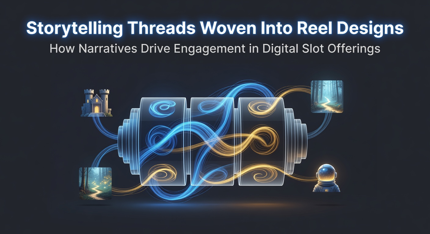 Digital slot reels displaying narrative elements with character symbols and story-driven bonus features