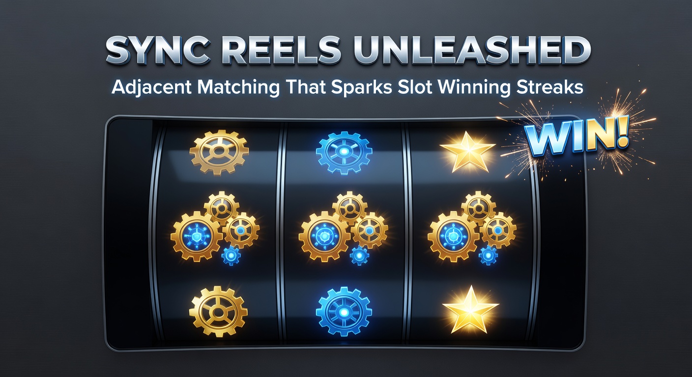 Vibrant slot reels syncing with adjacent symbols lighting up in a cascade of matching wins, showcasing the dynamic energy of sync reel action