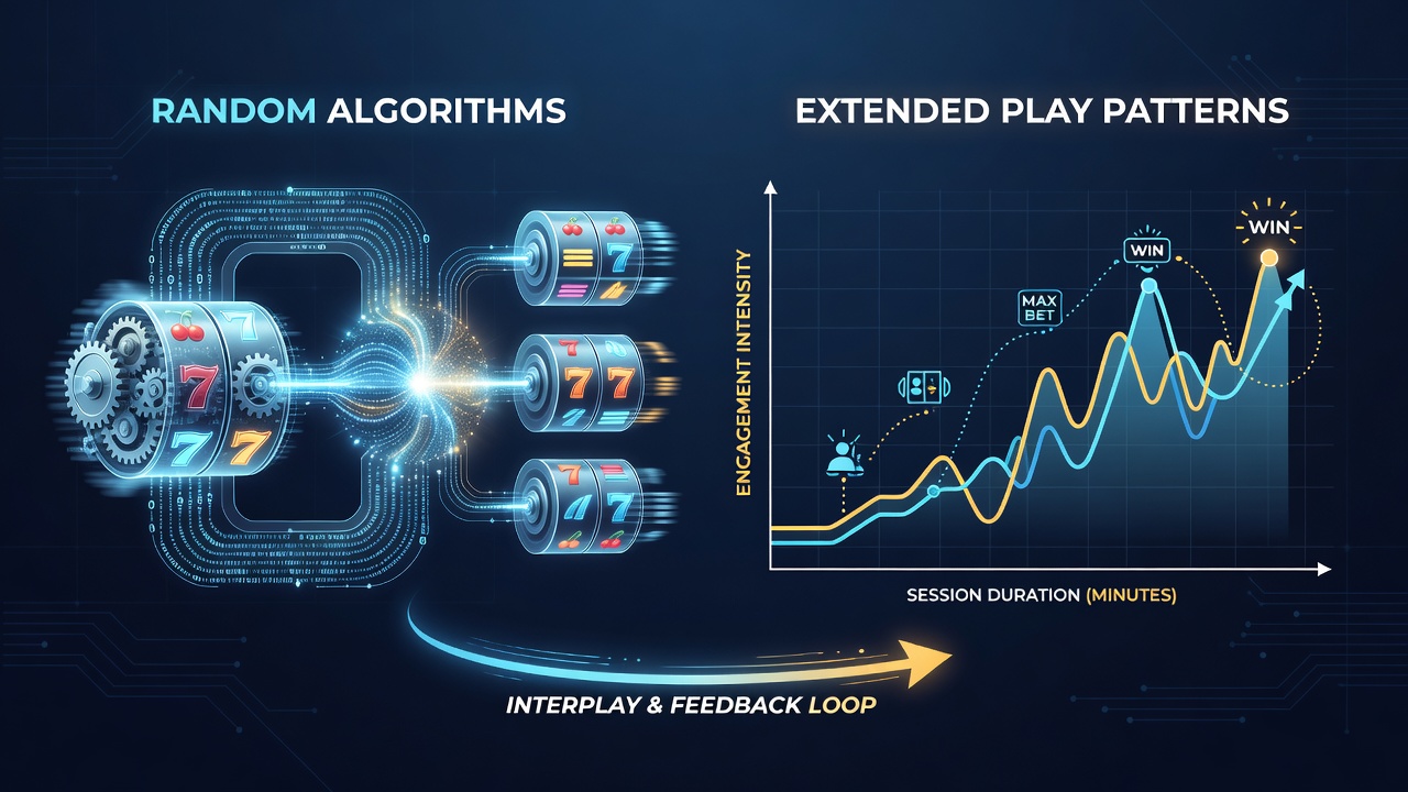 Analytics dashboard showing extended play session distributions and RNG performance indicators